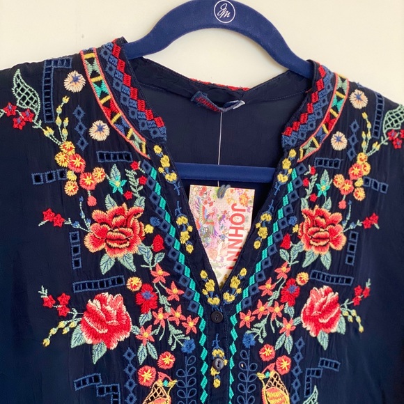Johnny Was • NWT Navy Embroidered Tunic Top - Picture 3 of 6
